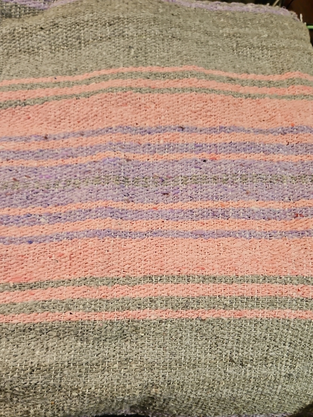 Soft Pastel Striped Mexican Blanket - Peach, Lavender, Gray